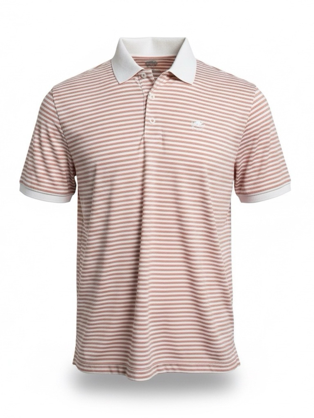 Men's Stripe Polo Shirt in Light Pink and White